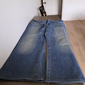 Y2K Abercrombie & Fitch 1892 Flare Button Fly Distressed Jeans Vintage 36 X 30